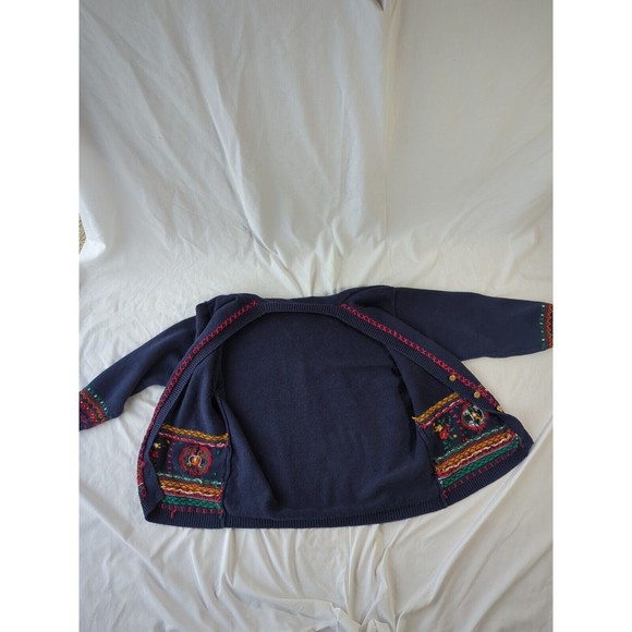 Jantzen Classics Cardigan Sweater Hand Embroidered Vintage Navy Gold Tone Button - Picture 10 of 10